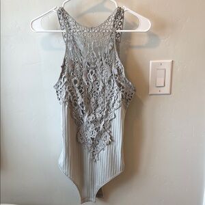 Elegant Gray Lace Women's bodysuit